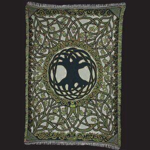 Vintage Celtic Tree of Life Afghan Throw by Artist Jen Delyth